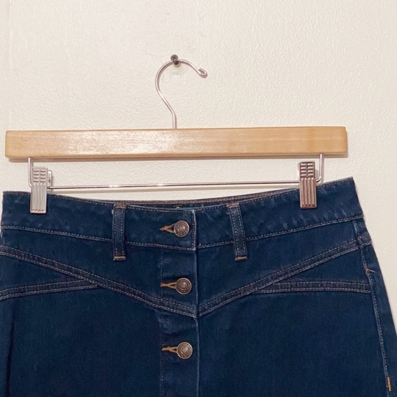 PacSun Dark Wash Button Front Denim Jean 100% Cotton Mini Skirt Size 26 (Small) - Picture 3 of 5